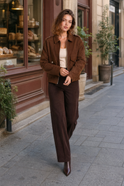 Veste ample effet suédine | Variante Marron - Lifestyle | Lounelle Paris
