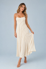 Vestido comprido abricó com alças
