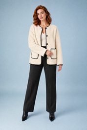 Veste polaire noire bicolore ample | Variante Beige | Lounelle Paris