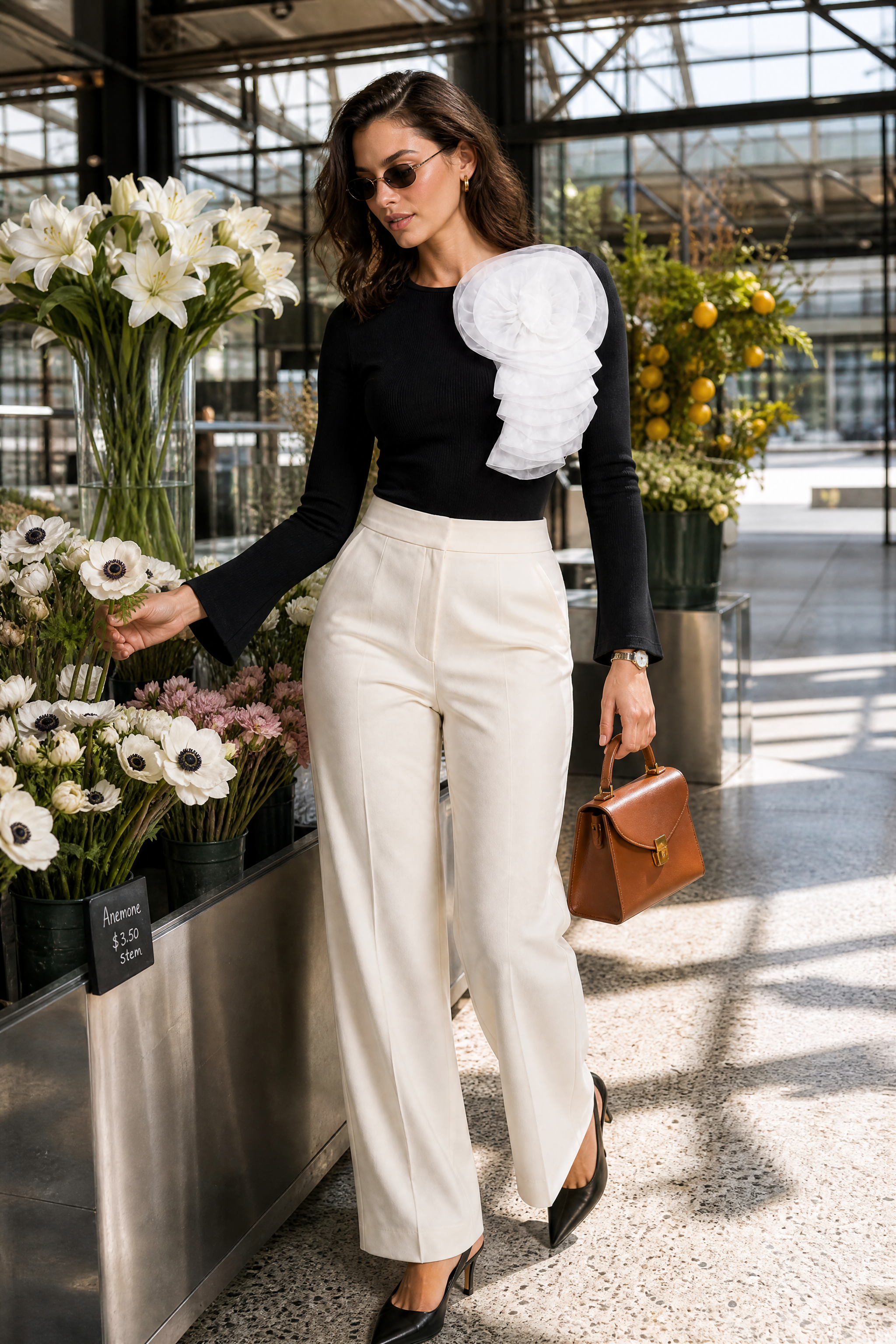 Body noir à fleur sur l'épaule | Photo lifestyle | Lounelle Paris