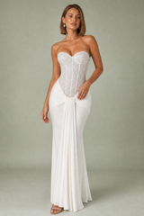 Vestido comprido cai-cai drapeado