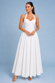 Robe longue blanche licou dos nu | Variante Blanc | Lounelle Paris