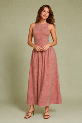 Vestido longo vichy smock