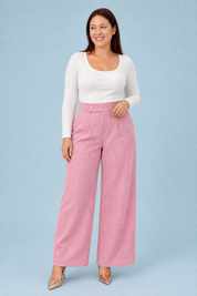 Pantalon large taille haute boutonné | Porté sur une autre silhouette | Lounelle Paris
