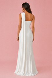 Robe longue blanche asymétrique | Vue de dos | Lounelle Paris