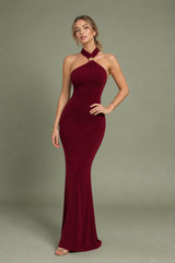 Vestido longo justo halter