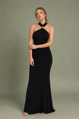 Vestido longo justo halter