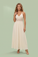 Vestido longo apricot halter costas nuas