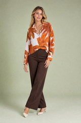 Camisa larga com estampa floral