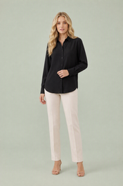 Chemise fluide à col rabattu | Variante Noir | Lounelle Paris