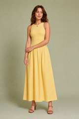 Vestido longo vichy smock