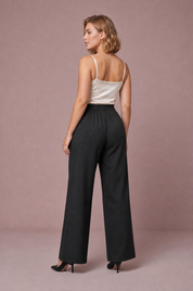 Pantalon taille haute asymétrique | Vue de dos | Lounelle Paris