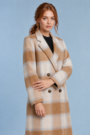 Manteau long à carreaux | Vue rapprochée | Lounelle Paris