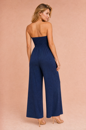 Combinaison bleu marine bandeau dos nu | Vue de dos | Lounelle Paris