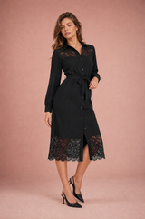 Camisa vestido preto com renda