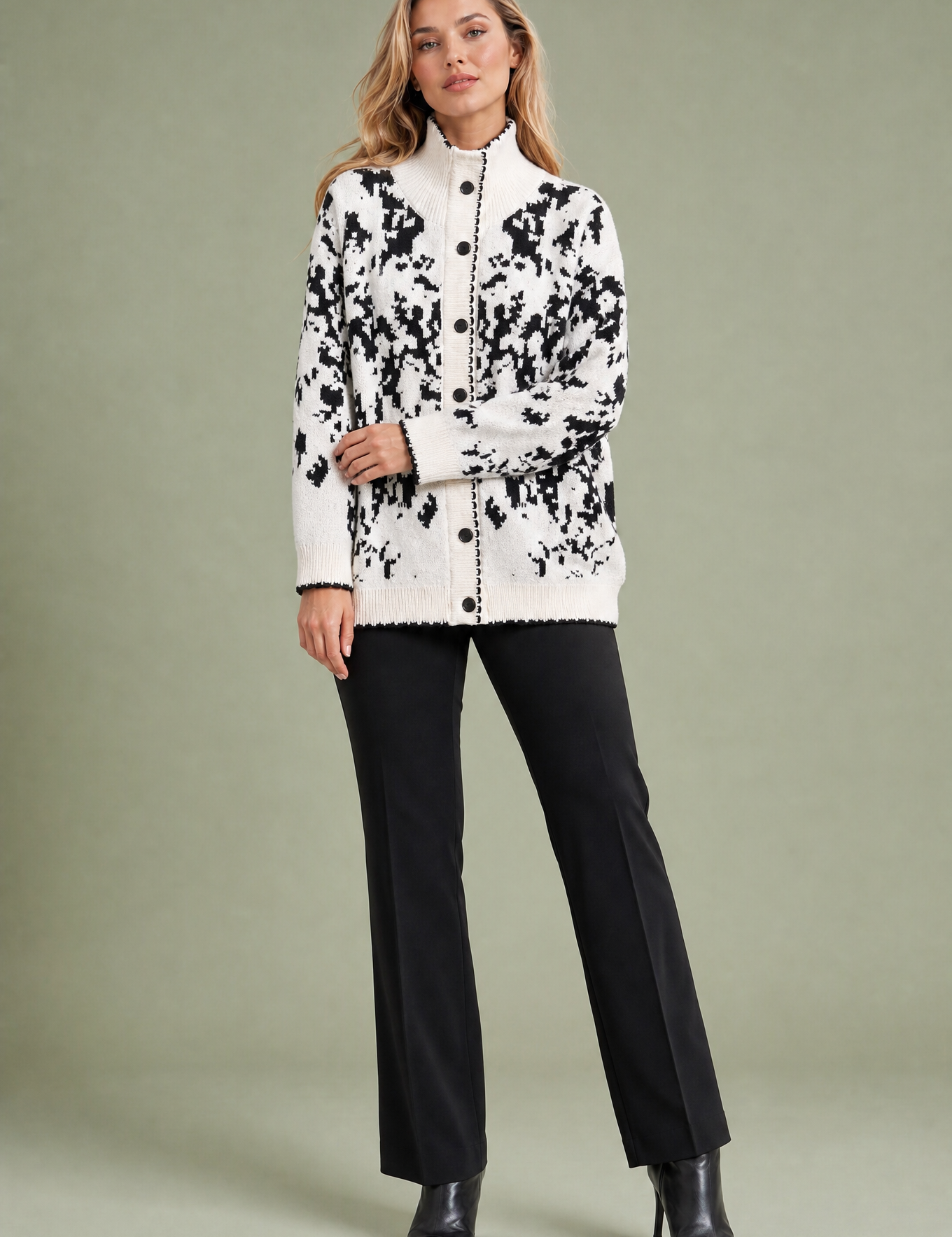 Gilet jacquard col montant | Variante Blanc | Lounelle Paris