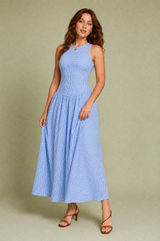 Vestido longo vichy smock