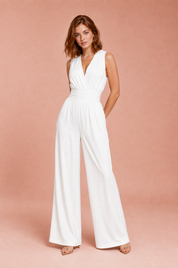 Combinaison fluide col V | Variante Blanc | Lounelle Paris