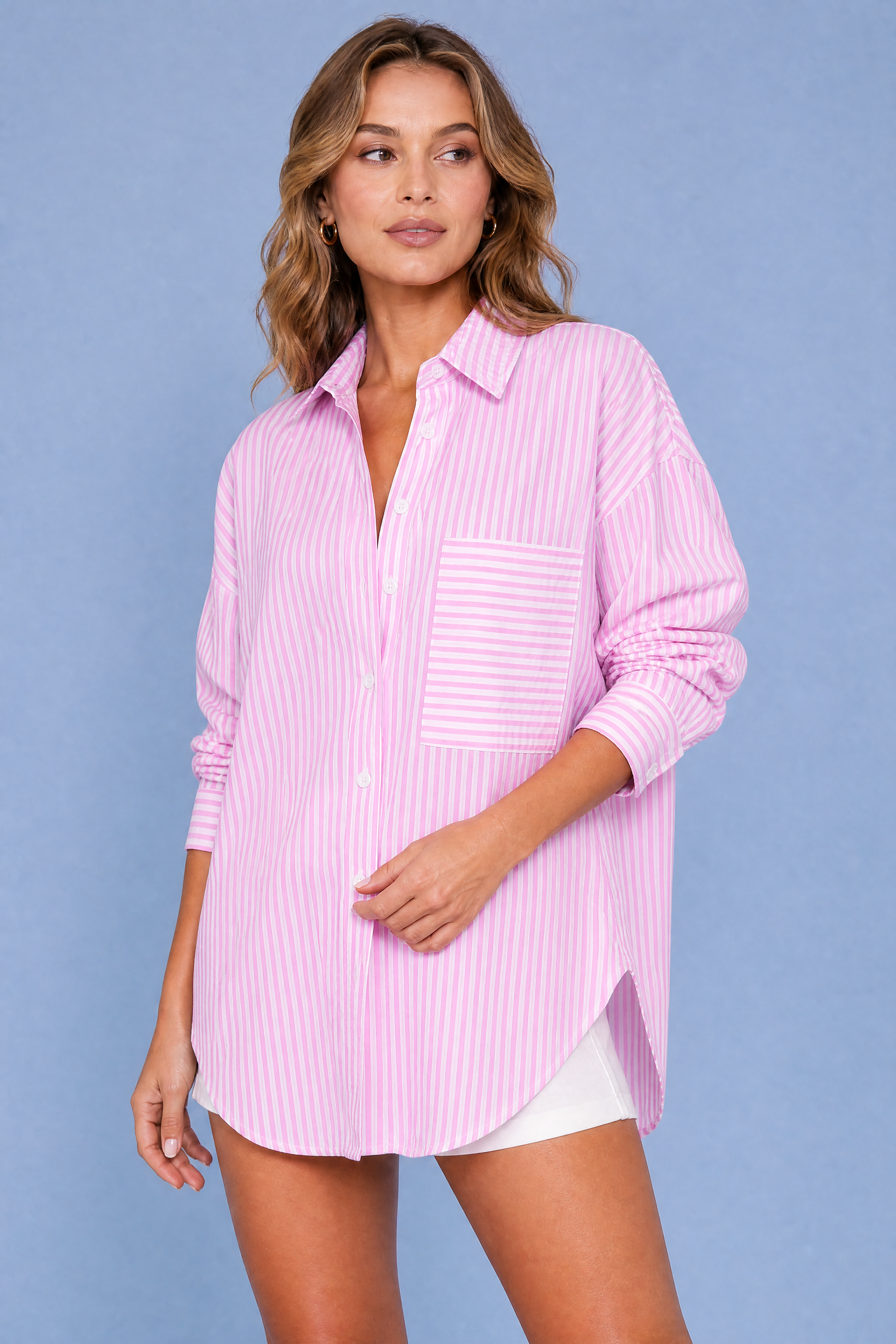 Chemise ample à rayures | Vue rapprochée | Lounelle Paris