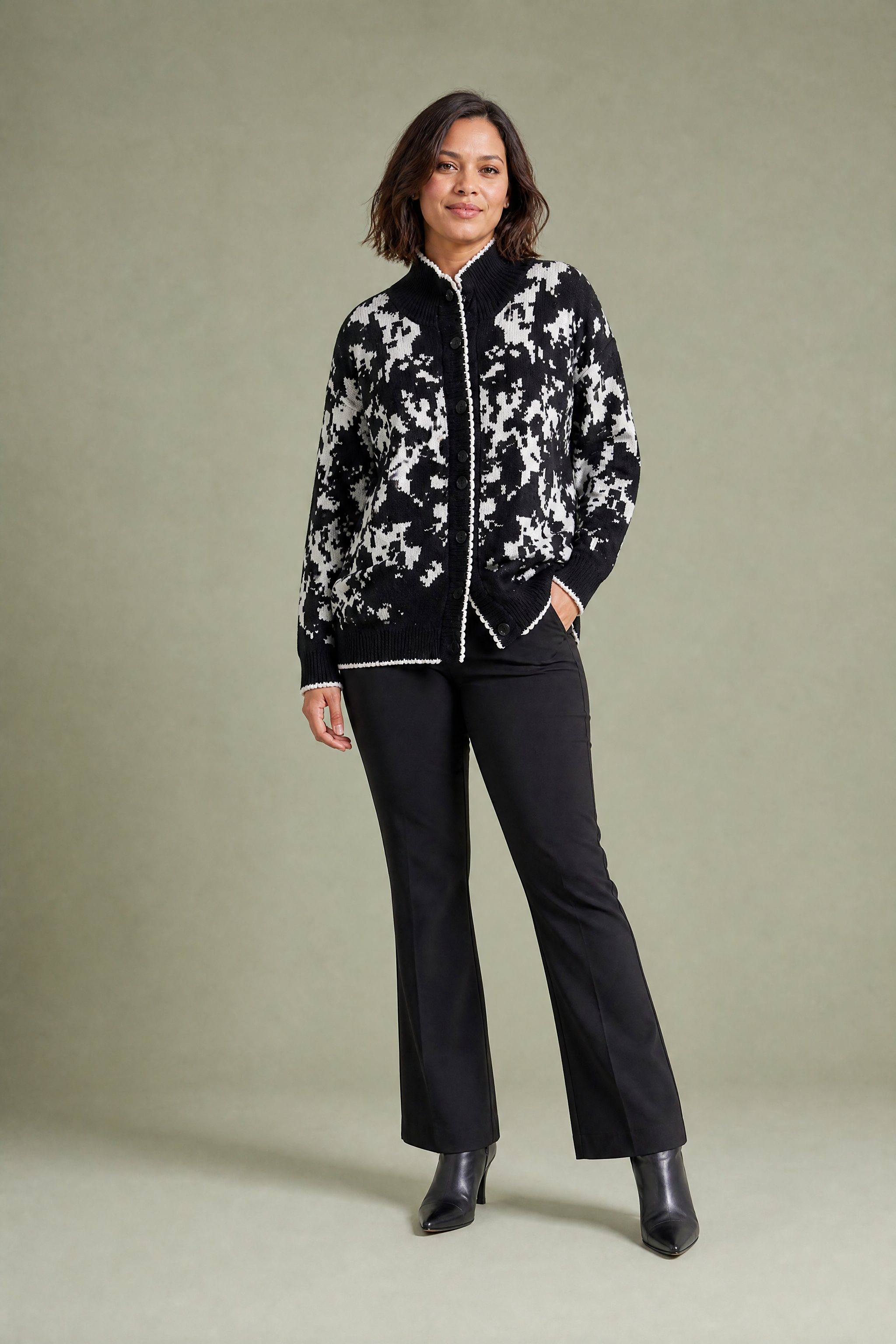 Gilet jacquard col montant | Porté sur une autre silhouette | Lounelle Paris