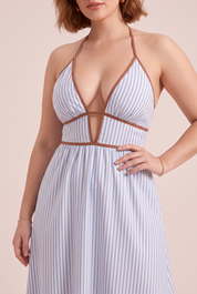 Robe longue col licou dos nu | Vue rapprochée | Lounelle Paris