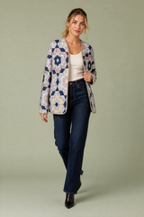Casaco acolchoado estampado reversível