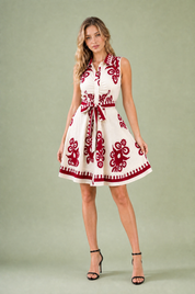 Robe col chemise ceinturée | Variante Rouge | Lounelle Paris