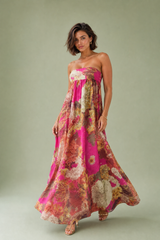 Vestido comprido cai-cai evasé