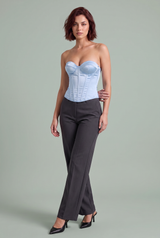 Bustier corset decote coração laçado costas