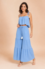 Conjunto azul claro de alças finas