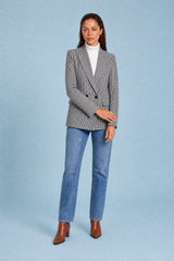 Blazer ajustado com padrão pied-de-poule