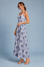 Robe longue blanche fines bretelles | Vue de profil | Lounelle Paris