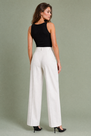 Pantalon tailleur blanc taille haute | Vue de dos | Lounelle Paris