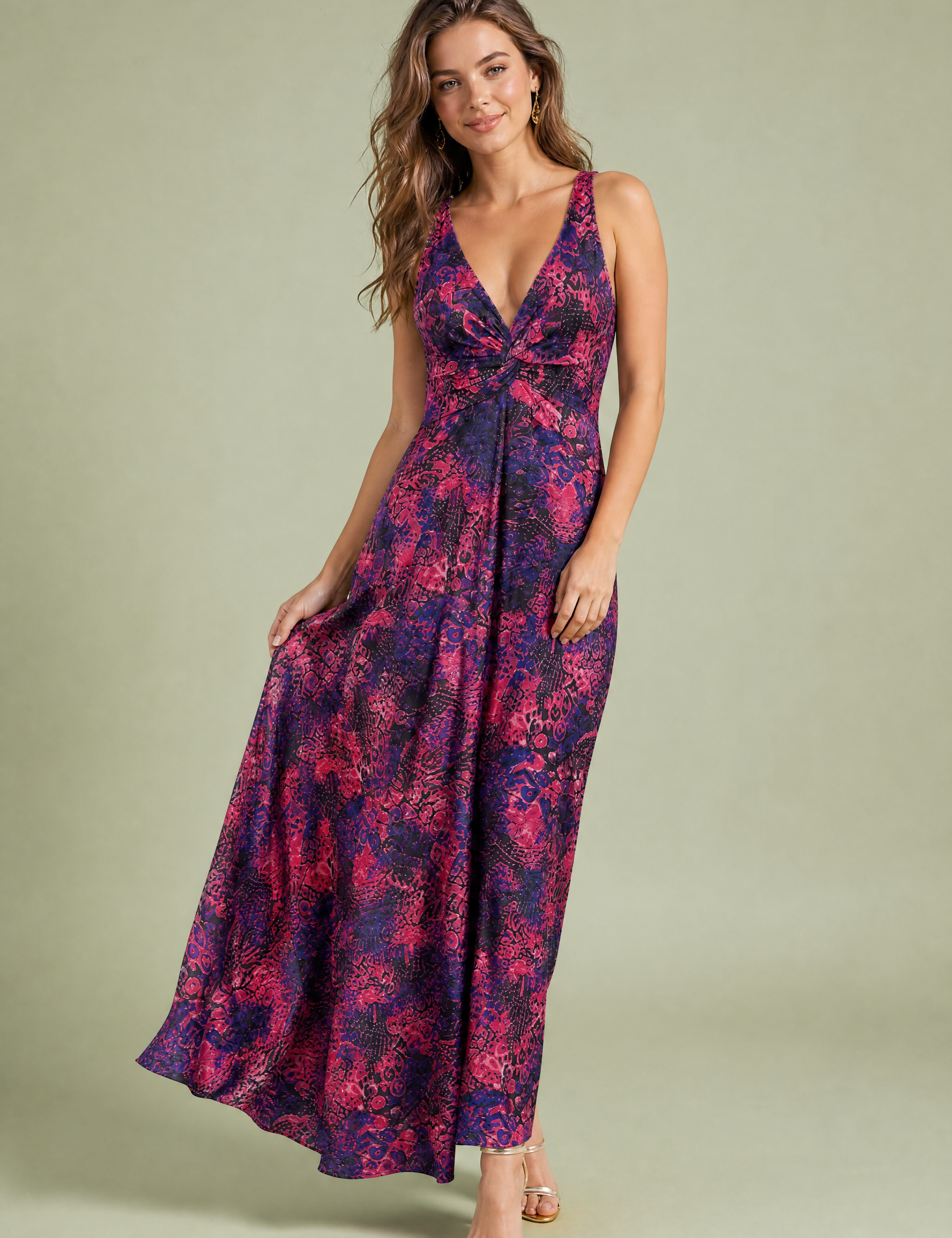 Robe longue décolleté dos nu | Vue de face | Lounelle Paris