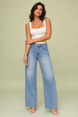 Jeans largas azul claro cintura média