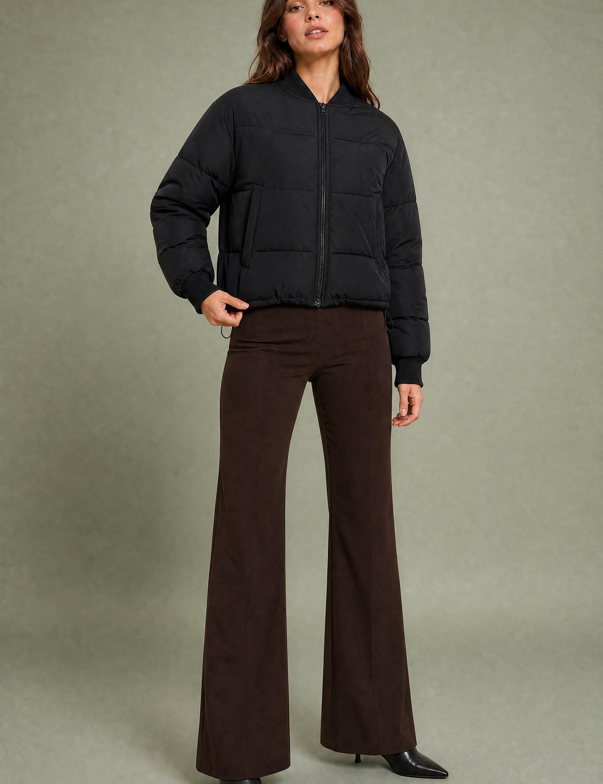 Veste matelassée courte col baseball | Variante Noir | Lounelle Paris