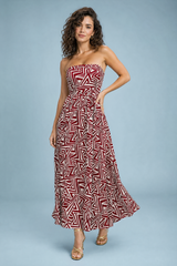 Vestido comprido bordeaux de costas nuas