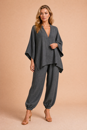 Ensemble fluide col V | Variante Gris | Lounelle Paris