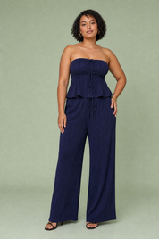 Ensemble pantalon large bustier volanté | Porté sur une autre silhouette | Lounelle Paris