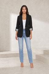 Blazer ajustado de mangas três quartos