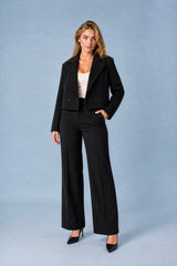 Blazer curto amplo de dupla botoadura