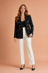 Blazer cruzado em tweed