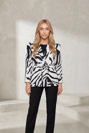 Blazer zèbre mi-long ceinturé | Lounelle Paris