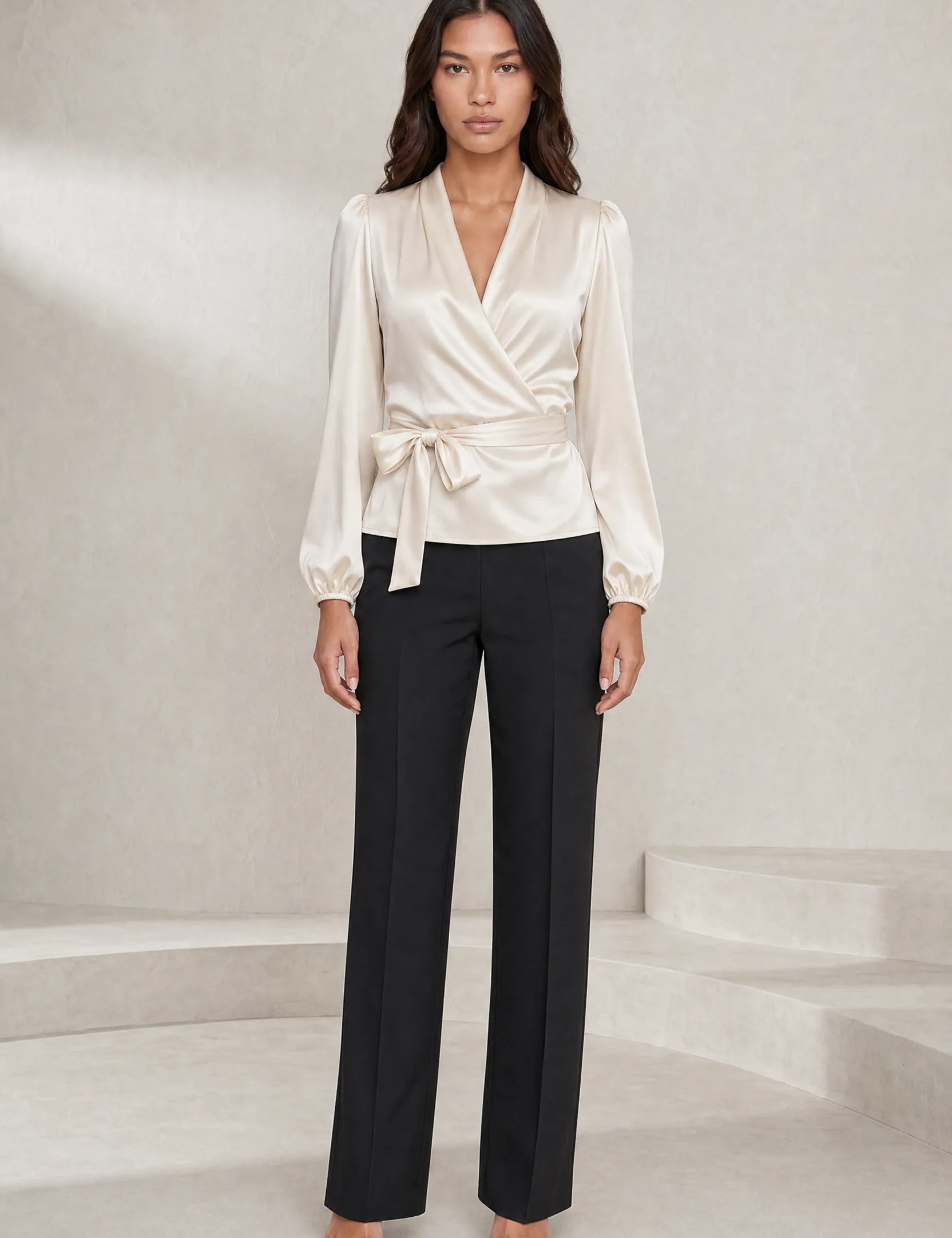 Blouse satinée cache-cœur | Lounelle Paris