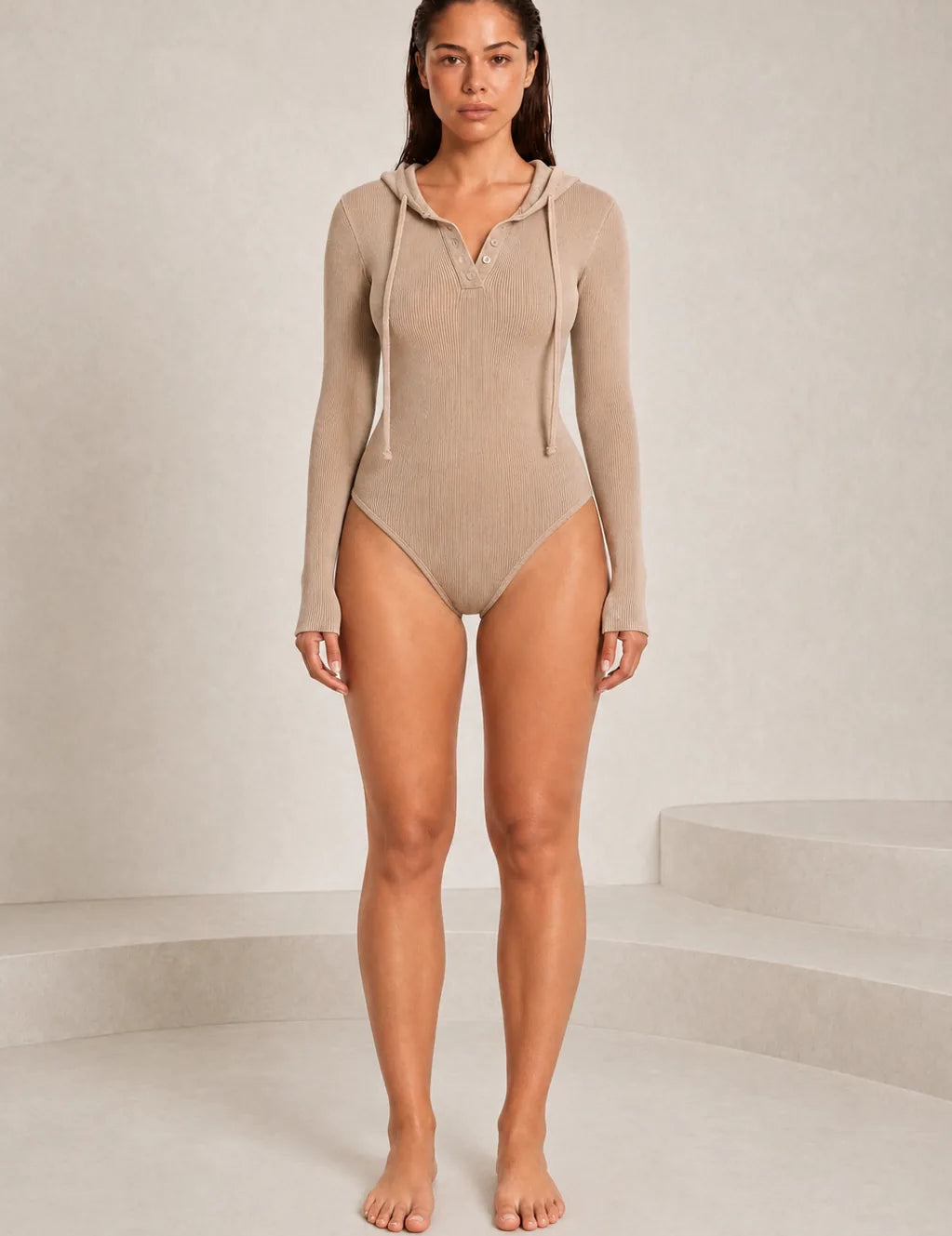 Body à capuche en maille côtelée | Lounelle Paris
