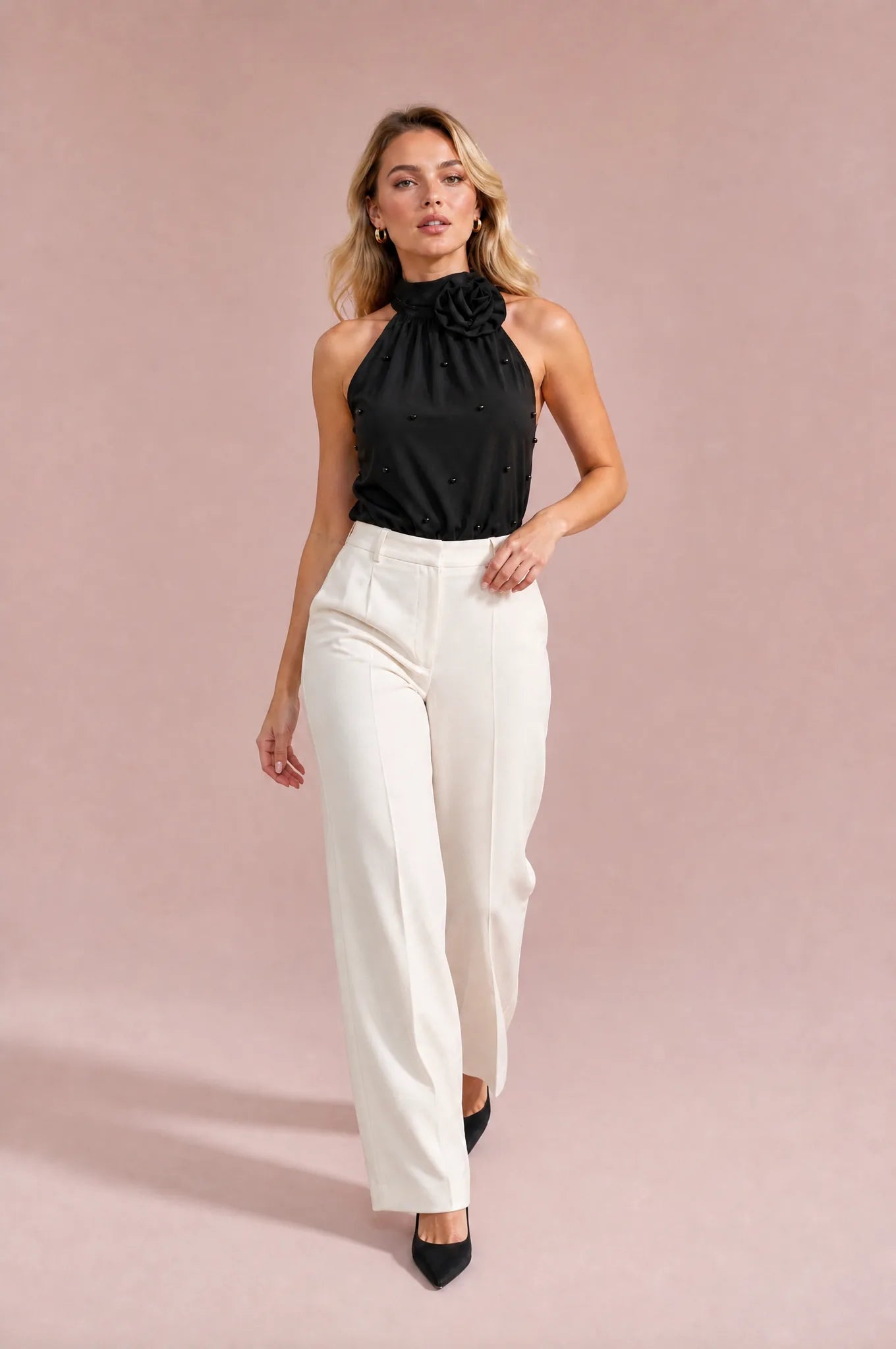 Body noir col montant dos nu | Vue en mouvement | Lounelle Paris