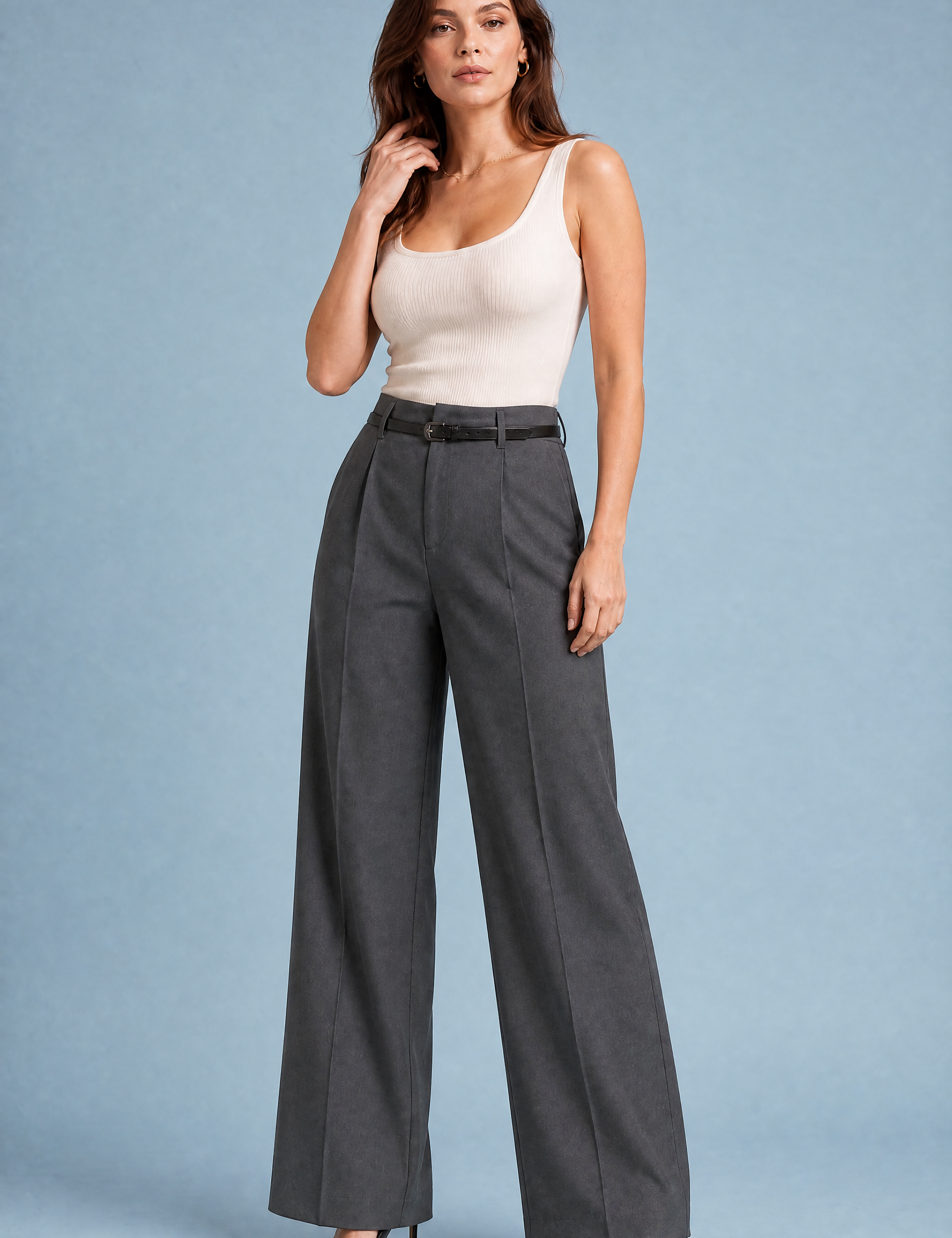 Pantalon large taille haute | Variante Gris foncé | Lounelle Paris