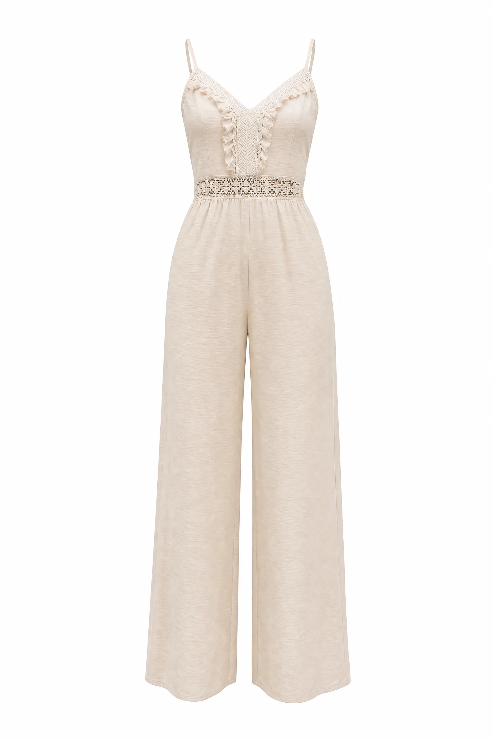 Combinaison abricot col V jambes larges | Lounelle Paris