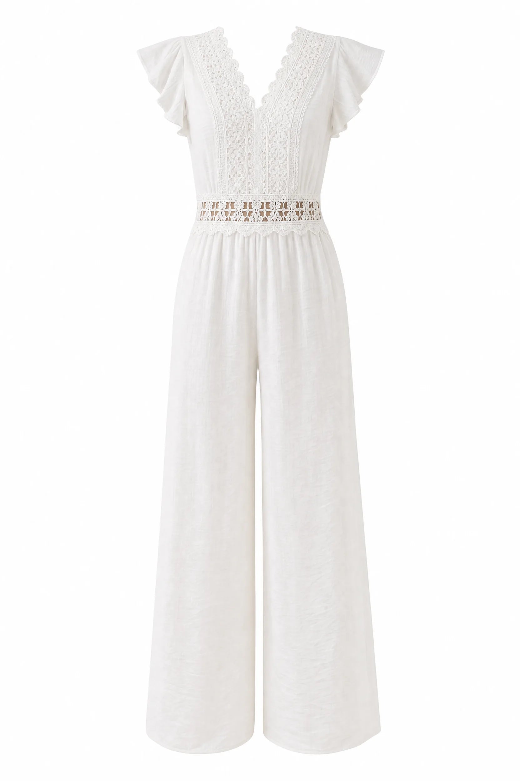 Combinaison blanc cassé à dentelle | Lounelle Paris