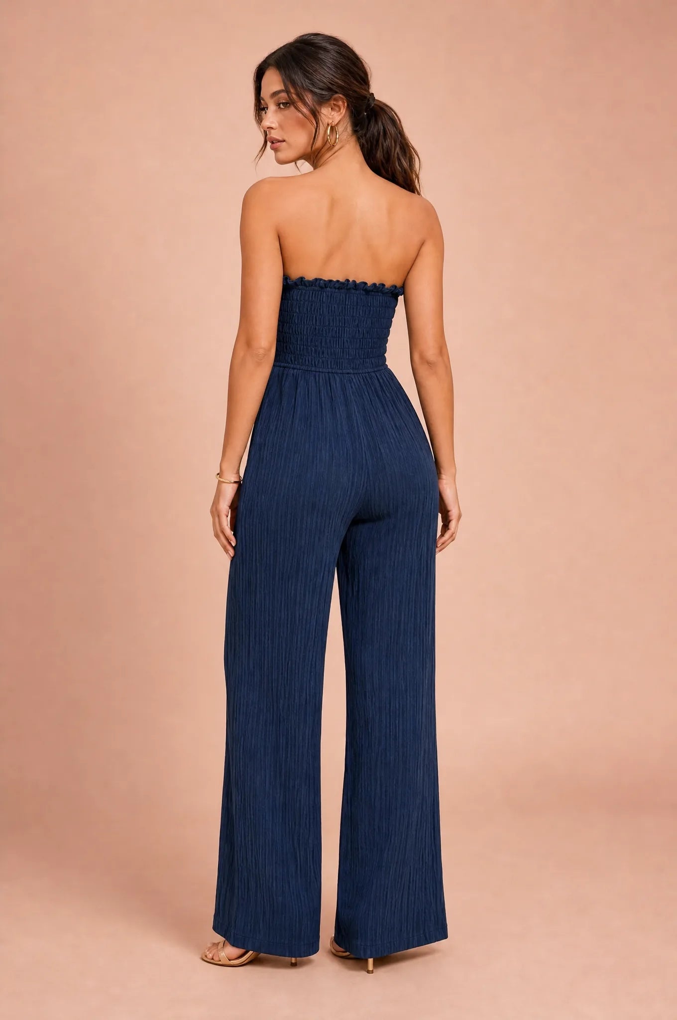 Combinaison bleu marine bandeau noué | Vue de dos | Lounelle Paris
